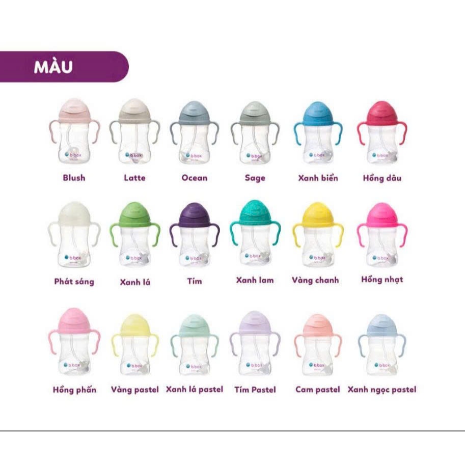 Bình nước bbox 360 độ có van chống sặc và tay cầm cho bé tập uống nước 240ml
