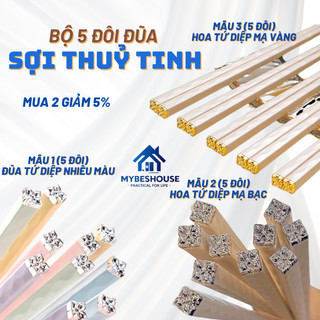 Bộ 5 đôi đũa hoa tứ diệp hợp kim sợi thuỷ tinh kháng khuẩn không nấm mốc chịu được nhiệt độ cao hiện đại sang trọng