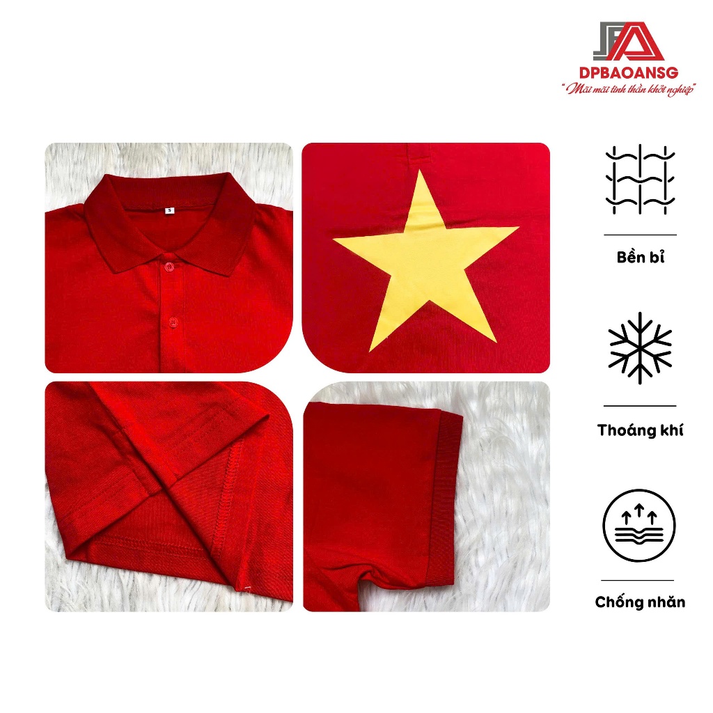 Áo Polo Cờ Nam Nữ Vải Cá Sấu Thoáng Mát, Form Đẹp, Dễ Phối Đồ – Mặc Sự Kiện, Thể Thao