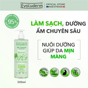 Gel Tắm Dưỡng Da MOISTURIZING* SHOWER GEL ALOE VERA QUENCHES & SOFTENS Evoluderm 500ml