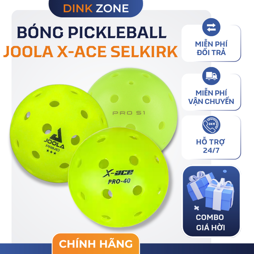 Combo 1-3-5 Bóng Pickleball Chính Hãng Joola - Selkirk - X-ace Chuẩn Thi Đấu Siêu Bền