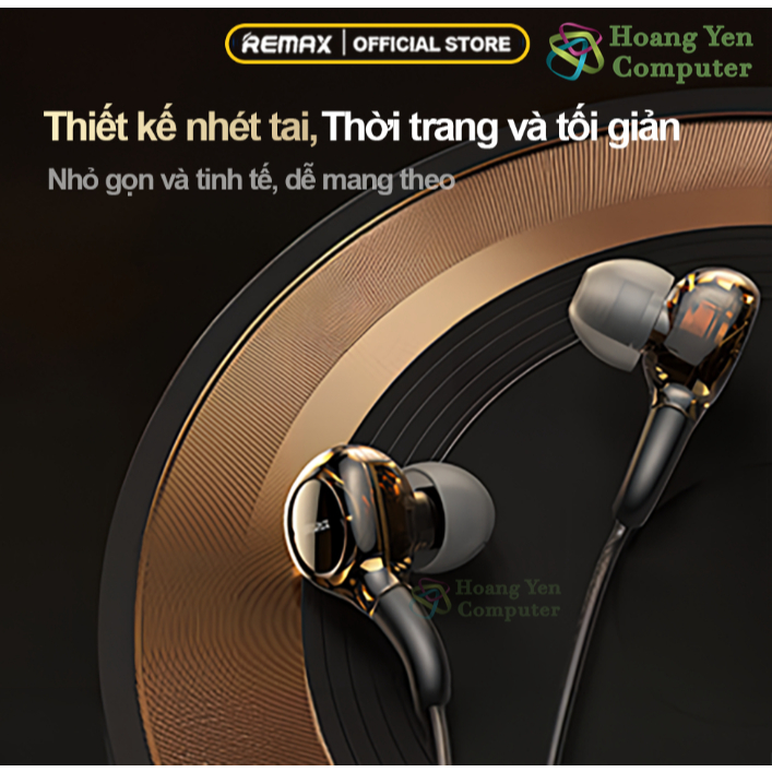 Tai Nghe Có Dây Remax RM-670 Jack Cắm 3.5mm, Có Micro Đàm Thoại - Chính Hãng - Hoàng Yến Computer
