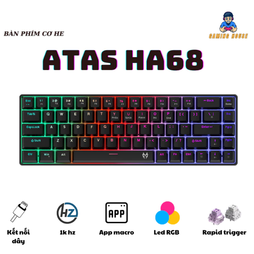 Bàn phím cơ gaming ATAS HA68
