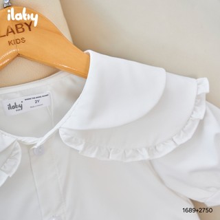 Áo sơ mi bé gái ILABY HCM áo sơ mi đi học cho bé thiết kế cổ bèo chất cotton thô mềm mại [1689]