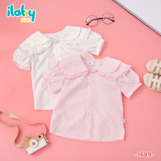 Áo sơ mi bé gái ILABY HCM áo sơ mi đi học cho bé thiết kế cổ bèo chất cotton thô mềm mại [1689]