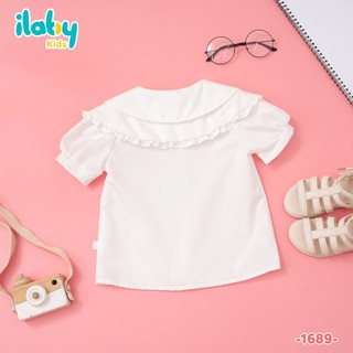 Áo sơ mi bé gái ILABY HCM áo sơ mi đi học cho bé thiết kế cổ bèo chất cotton thô mềm mại [1689]