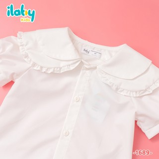 Áo sơ mi bé gái ILABY HCM áo sơ mi đi học cho bé thiết kế cổ bèo chất cotton thô mềm mại [1689]