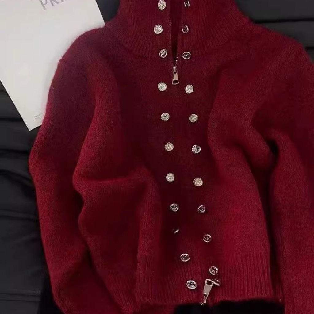 【Sẵn-Kèm ảnh thật 】  Áo Khoác Len Nhiều Khuy ,Cổ Cao Khoá Kéo hai Chiều ,Áo Khoác Len nữ Dáng Ngắn Gọn Mẫu Mới QC | BigBuy360 - bigbuy360.vn