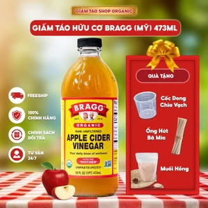 Giấm Táo Bragg (Mỹ) - Giấm Mẹ Tự Nhiên, Hỗ Trợ Sức Khỏe Toàn Diện 473ml