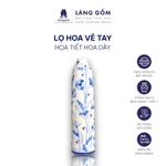 Lọ hoa vẽ tay men lam họa tiết hoa dây dáng trụ cao, dùng để trưng bày, trang trí phòng khách - Gốm sứ Bát Tràng cao cấp — ảnh 1