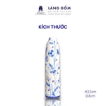 Lọ hoa vẽ tay men lam họa tiết hoa dây dáng trụ cao, dùng để trưng bày, trang trí phòng khách - Gốm sứ Bát Tràng cao cấp — ảnh 2
