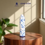 Lọ hoa vẽ tay men lam họa tiết hoa dây dáng trụ cao, dùng để trưng bày, trang trí phòng khách - Gốm sứ Bát Tràng cao cấp — ảnh 4