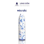 Lọ hoa vẽ tay men lam họa tiết hoa dây dáng trụ cao, dùng để trưng bày, trang trí phòng khách - Gốm sứ Bát Tràng cao cấp — ảnh 3