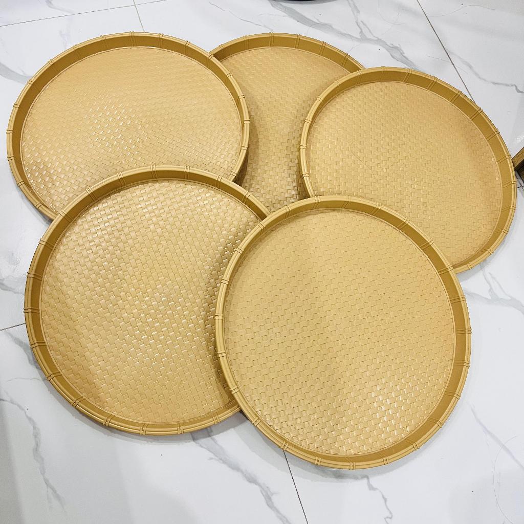 Mẹt nhựa giả mây đựng đồ ăn, đĩa nhựa giả mây tre dùng bún đậu, nem nướng, phở cuốn