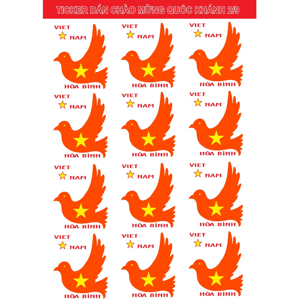 Sticker Tem Dán Mặt Cổ Động hình lá cờ Việt Nam. bóng đá , Hòa Nhịp Yêu Nước chào mừng ngày lễ giải phóng 30/4 2/9