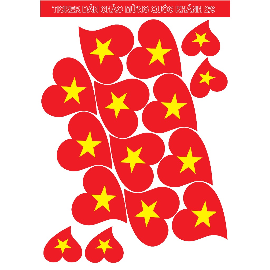Sticker Tem Dán Mặt Cổ Động hình lá cờ Việt Nam. bóng đá , Hòa Nhịp Yêu Nước chào mừng ngày lễ giải phóng 30/4 2/9
