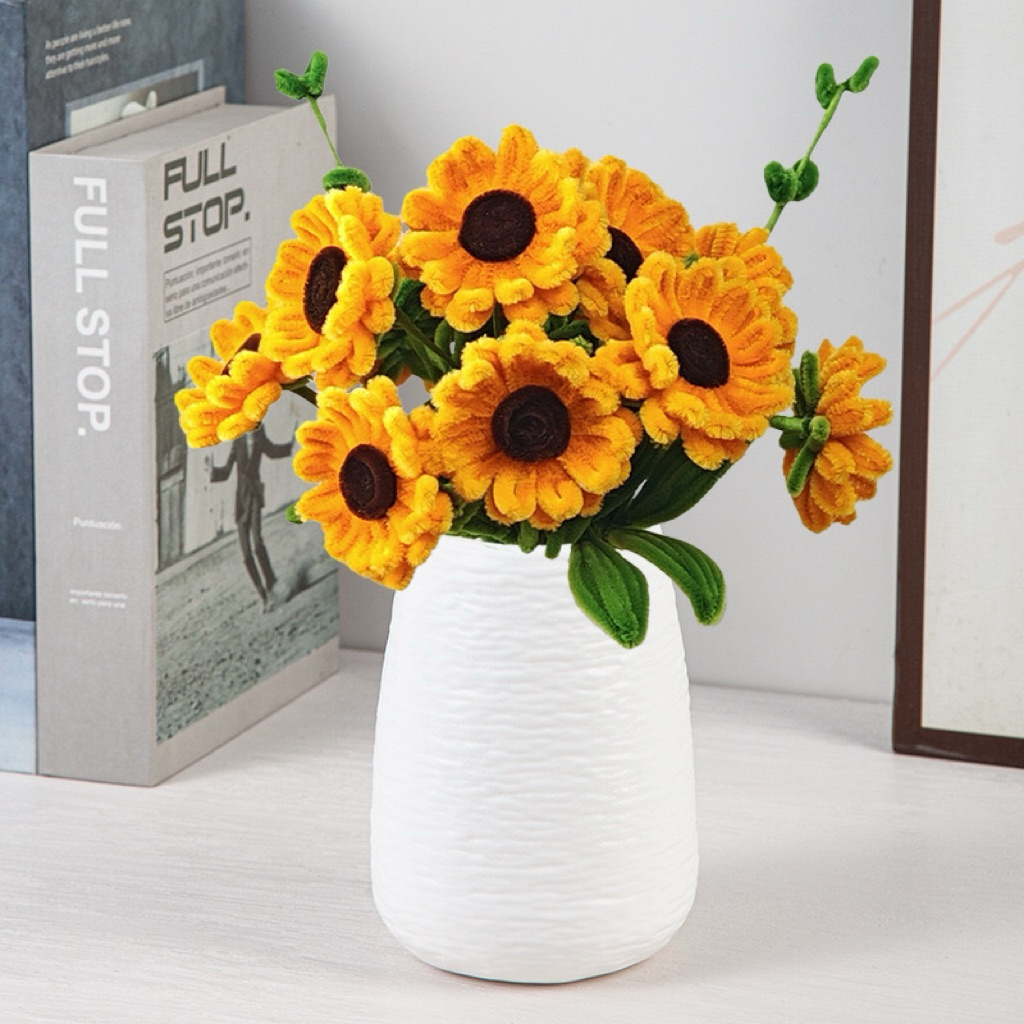 Set vật liệu tự làm lọ hoa hướng dương bằng kẽm nhung diy craft S0058