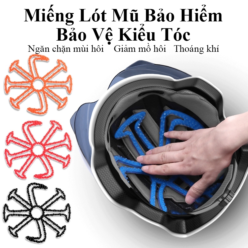 Miếng lót mũ bảo hiểm xe đạp silicon chống kẹp tóc, thoáng khí và kháng mùi