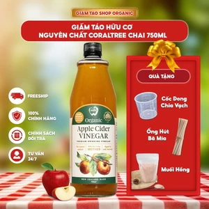Giấm Táo CoralTree Hữu Cơ 750ml – GiấmTáo Cao Cấp Từ New Zealand, Thơm Dịu, Chua Nhẹ