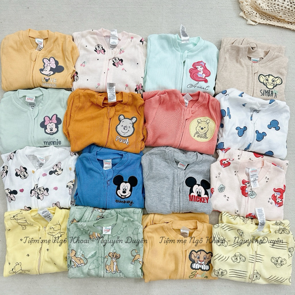 [MD49] size 3-6-9M Body sleep Disney liền tất kéo khoá xuất xịn cho bé