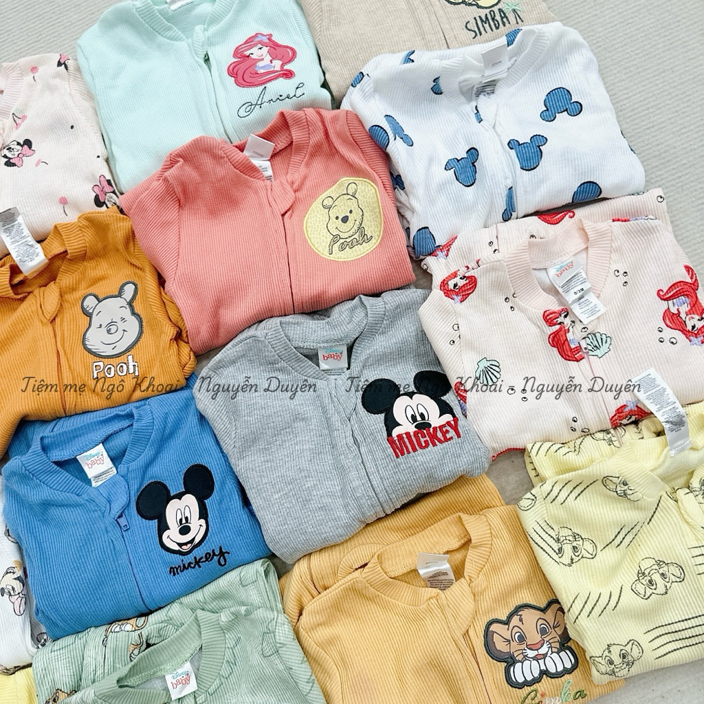 [MD49] size 3-6-9M Body sleep Disney liền tất kéo khoá xuất xịn cho bé