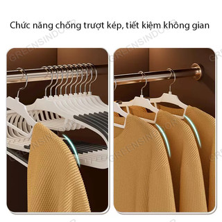 GREENSINDOOR Combo 50 Móc Nhựa Treo Quần Áo Chống Trượt, Móc Treo Đồ Chống Tuột Xoay 360 Độ, Chịu Lực Phơi Nặng