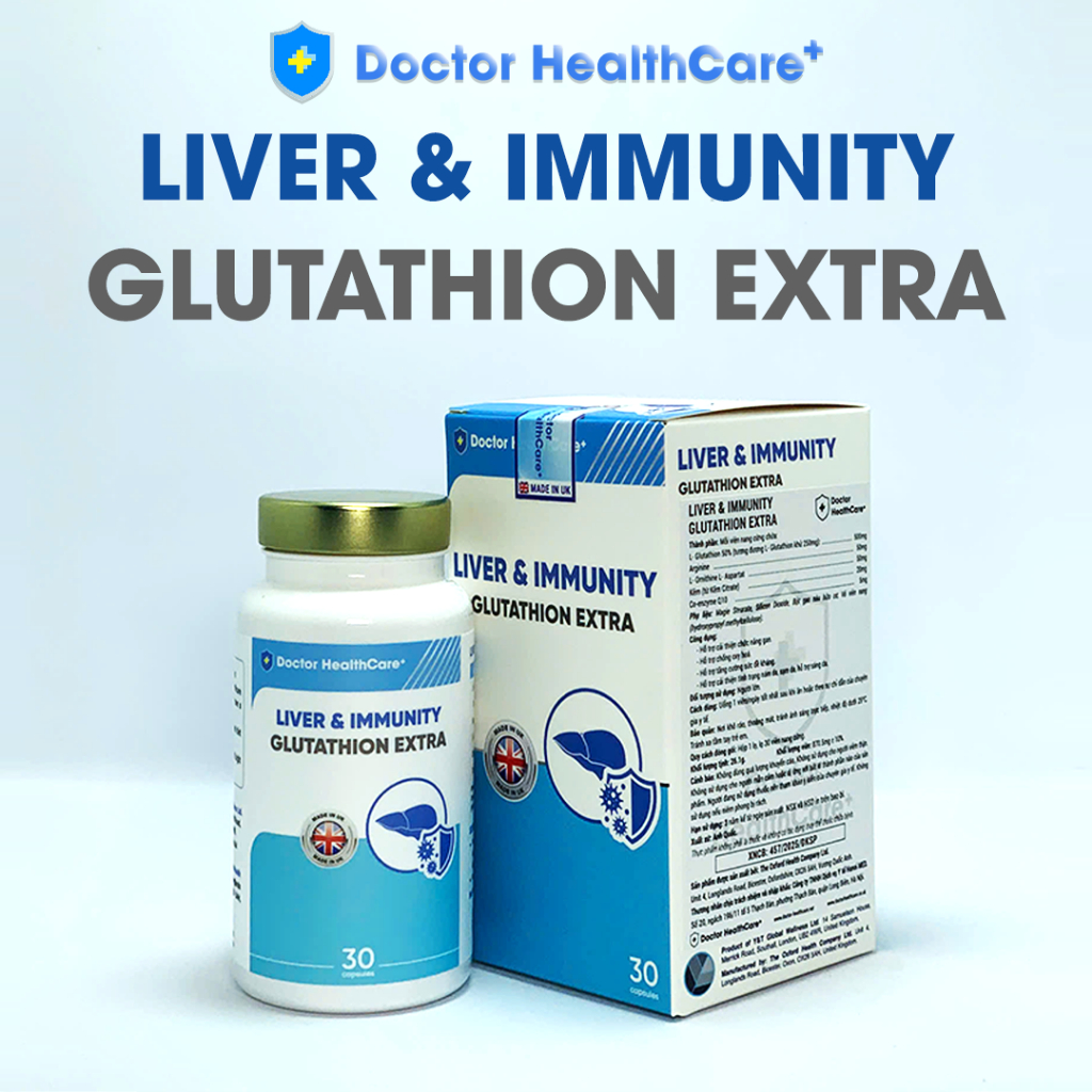 glutathione extra Viên Uống LIVER & IMMUNITY GLUTATHION EXTRA Hỗ Trợ Làm Sáng Da , Giảm Thâm  Nám, Tàn Nhang Hộp 30 viên