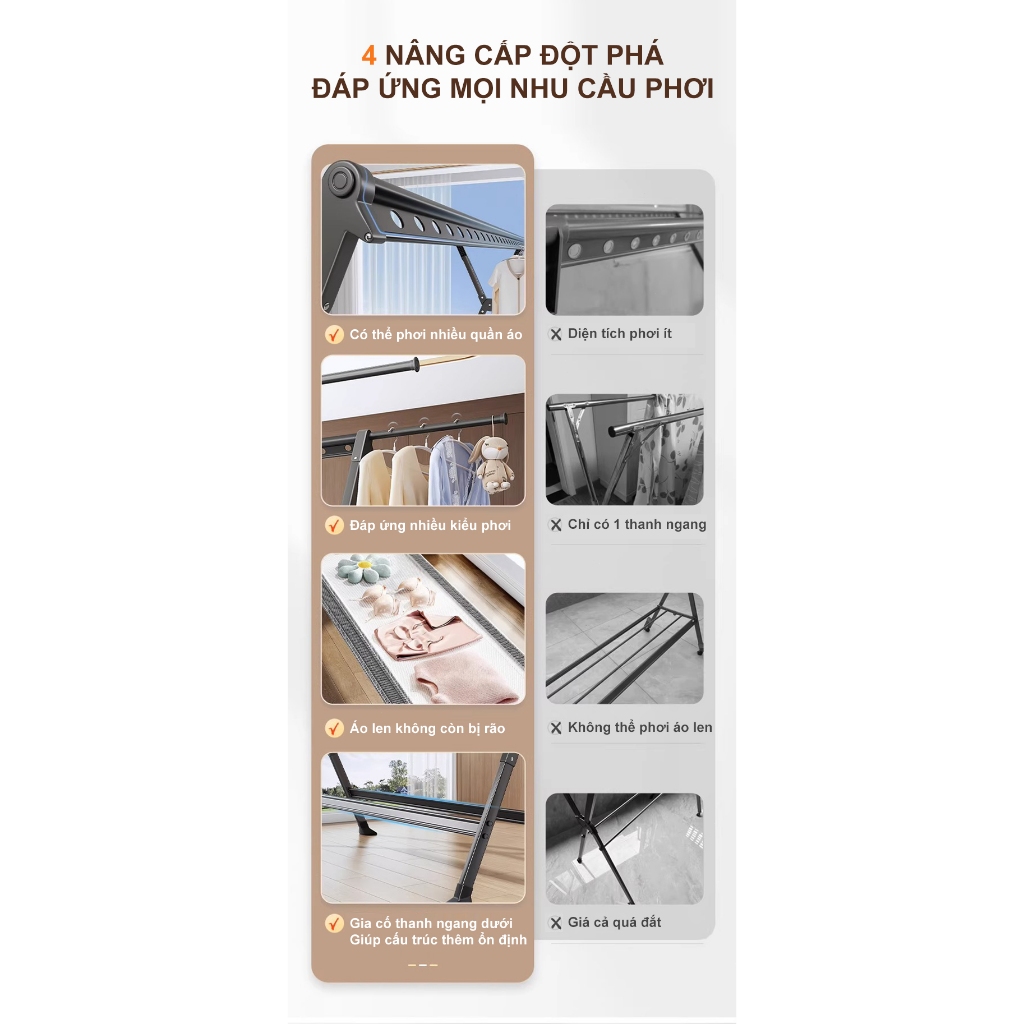 𝐎𝐥𝐢𝐟𝐞 Giàn Phơi Thông Minh Có Thể Điều Chỉnh Giàn Phơi Quần Áo Có Gấp Gọ Kệ Treo Quần Áo Cao Cấp Hợp Kim Nhôm