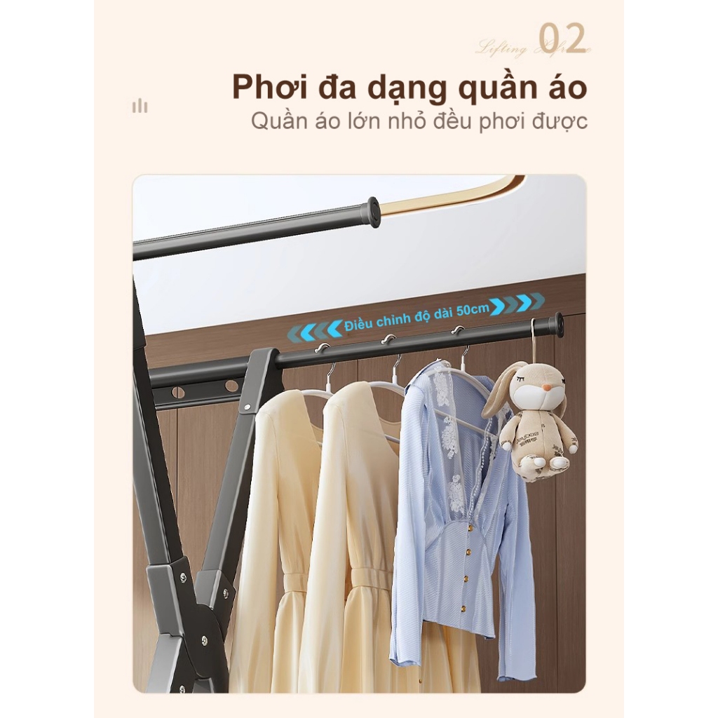 𝐎𝐥𝐢𝐟𝐞 Giàn Phơi Thông Minh Có Thể Điều Chỉnh Giàn Phơi Quần Áo Có Gấp Gọ Kệ Treo Quần Áo Cao Cấp Hợp Kim Nhôm