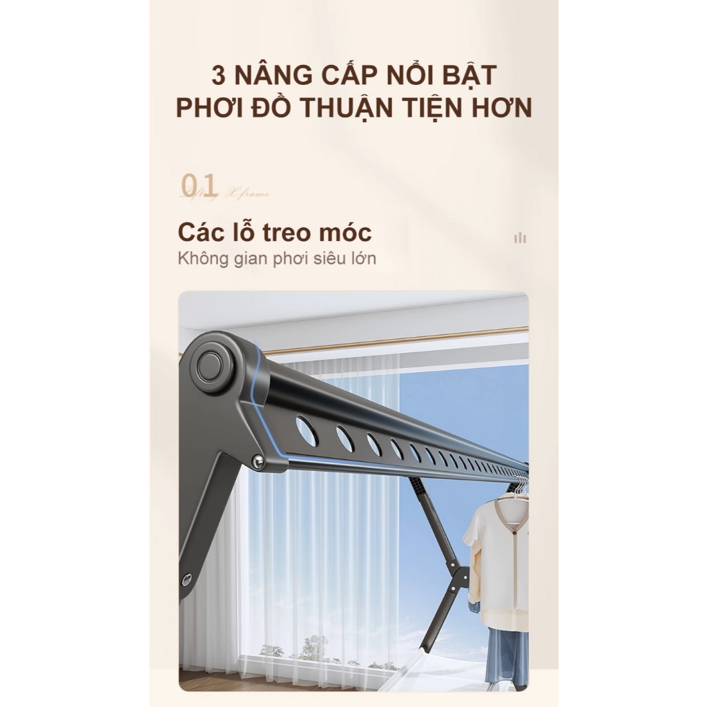 𝐎𝐥𝐢𝐟𝐞 Giàn Phơi Thông Minh Có Thể Điều Chỉnh Giàn Phơi Quần Áo Có Gấp Gọ Kệ Treo Quần Áo Cao Cấp Hợp Kim Nhôm