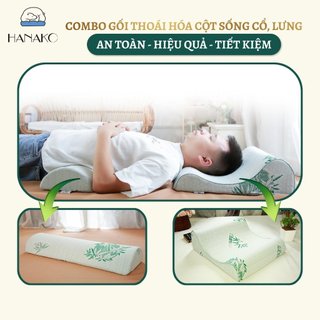Combo gối kê chống thoái hóa đốt sống cổ và gối kê lưng chống thoát vị đĩa đệm chính hãng HANAKO