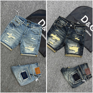 Quần Short Jean Nam 2 màu Xanh Nhạt và đậm Rách Gối – Chất Denim Cao Cấp, Form Regular Fit Cá Tính