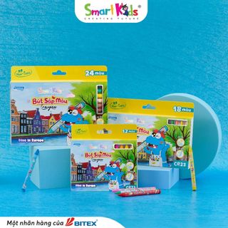 [MỚI VỀ] Bút sáp màu SMARTKIDS Dino In Europe 12/18/24 màu tô (CR22/ CR23/ CR24)