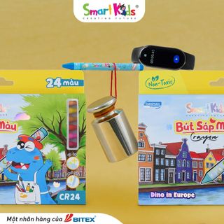 [MỚI VỀ] Bút sáp màu SMARTKIDS Dino In Europe 12/18/24 màu tô (CR22/ CR23/ CR24)