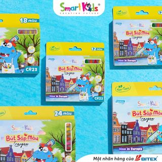 [MỚI VỀ] Bút sáp màu SMARTKIDS Dino In Europe 12/18/24 màu tô (CR22/ CR23/ CR24)
