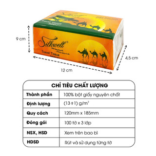 Combo Giấy ăn rút lụa Silkwell Lạc Đà 100 tờ 3 lớp hàng chính hãng, khăn giấy ăn siêu dai mềm mịn
