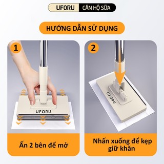 Cây Lau Kẹp Khăn UFORU Đa Năng Không Cần Giặt, Thay Thế Dễ Dàng, Thiết Kế Nhỏ Gọn Chiều Dài 95cm - UFM683
