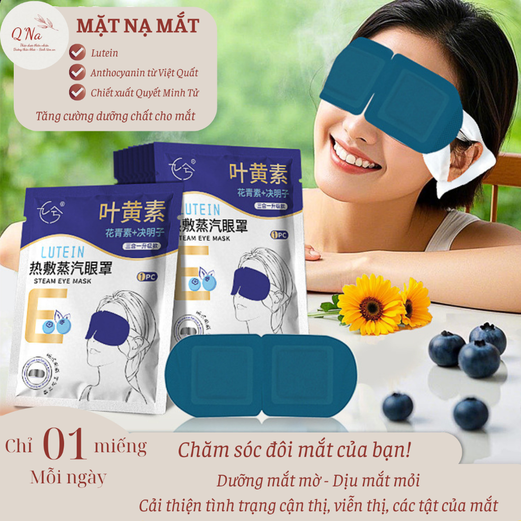 Combo 10 mặt nạ mắt Vitamin E Việt Quất, làm dịu mắt mỏi, dưỡng mắt mờ, cải thiện tình trạng cận thị, giúp ngủ ngon