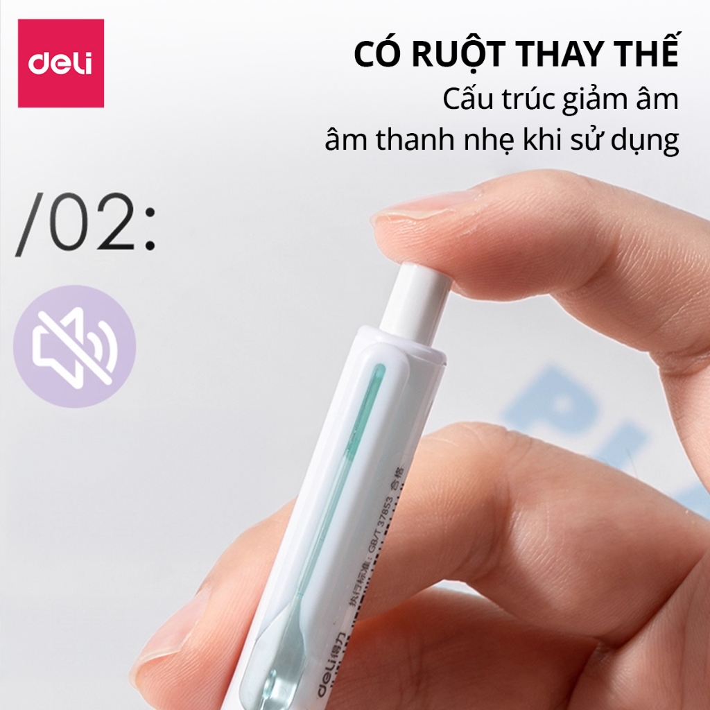 Bút Gel Ngòi ST 0.5mm Màu Pastel Deli Mực Đen Nhanh Khô Nét Viết Trơn Tru Dễ Thương Học Sinh Sinh Viên