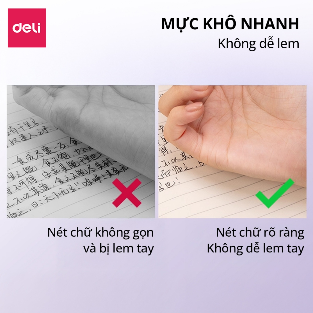 Bút Gel Ngòi ST 0.5mm Màu Pastel Deli Mực Đen Nhanh Khô Nét Viết Trơn Tru Dễ Thương Học Sinh Sinh Viên
