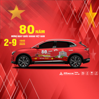 Decal dán xe - Tem dán xe Ô tô mẫu quốc khánh 2-9 VIỆT NAM ( 1 bộ dán 2 bên )