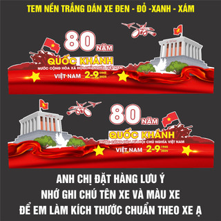 Decal dán xe - Tem dán xe Ô tô mẫu quốc khánh 2-9 VIỆT NAM ( 1 bộ dán 2 bên )