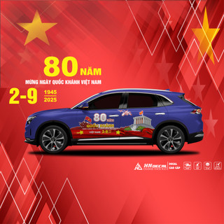 Decal dán xe - Tem dán xe Ô tô mẫu quốc khánh 2-9 VIỆT NAM ( 1 bộ dán 2 bên )