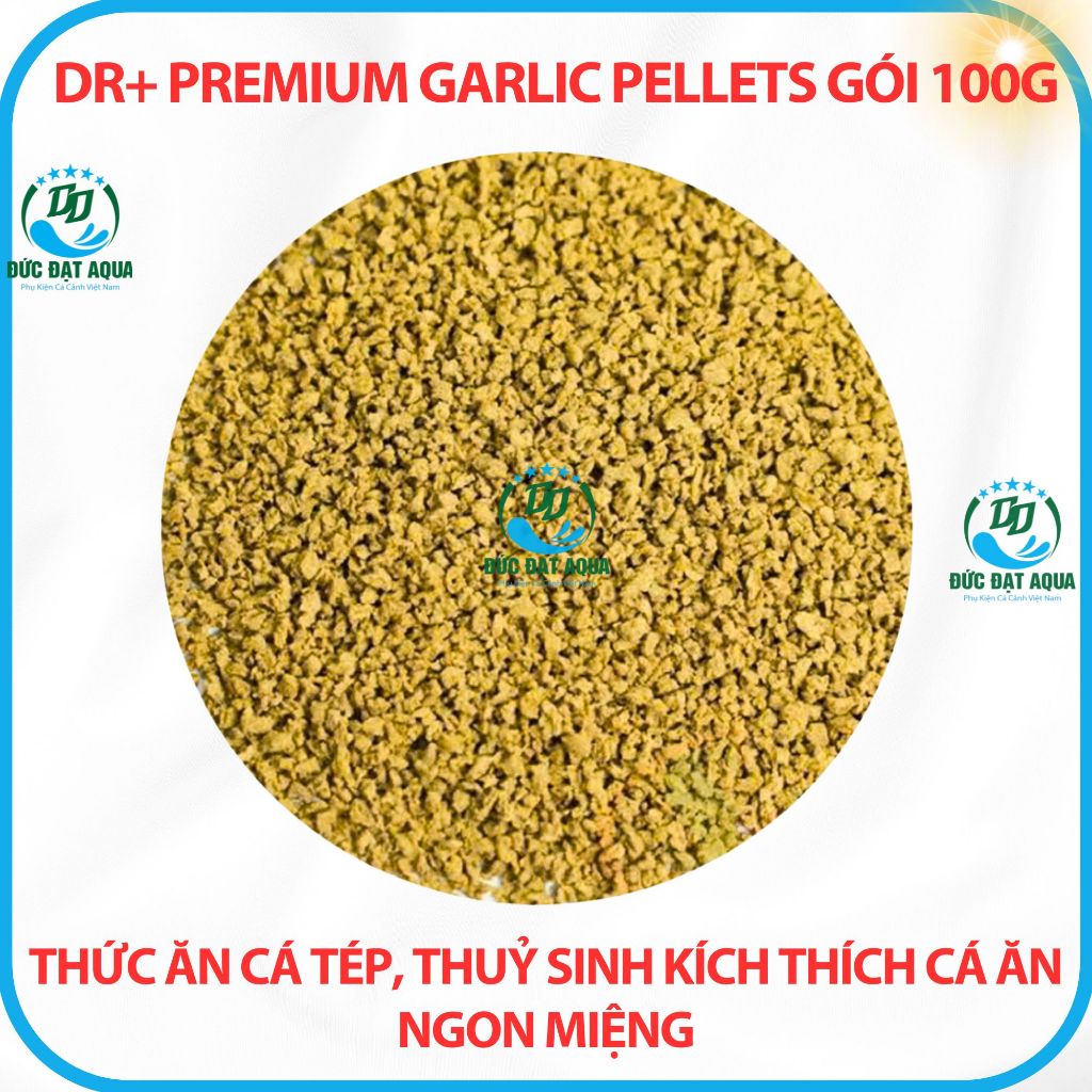 Thức ăn cá cảnh, thuỷ sinh, kích thích cá ăn ngon miệng gói 100g Dr+ Premium Garlic Pellets 3