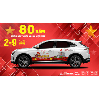 Decal dán xe - Tem dán xe Ô tô mẫu quốc khánh 2-9 VIỆT NAM ( 1 bộ dán 2 bên )