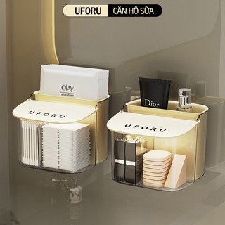 Hộp Đựng Bông Tẩy Trang Đa Năng Dán Tường UFORU Có Nắp Đậy Chống Bụi Chia Ngăn Tiện Lợi - UFM182