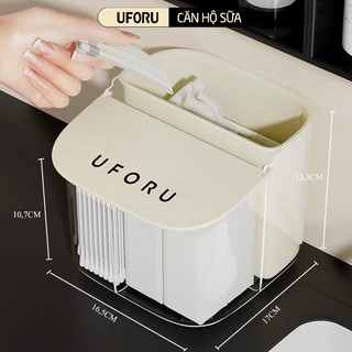 Hộp Đựng Bông Tẩy Trang Đa Năng Dán Tường UFORU Có Nắp Đậy Chống Bụi Chia Ngăn Tiện Lợi - UFM182