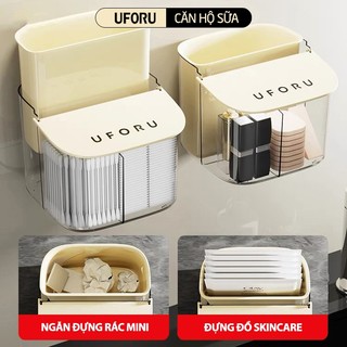 Hộp Đựng Bông Tẩy Trang Đa Năng Dán Tường UFORU Có Nắp Đậy Chống Bụi Chia Ngăn Tiện Lợi - UFM182