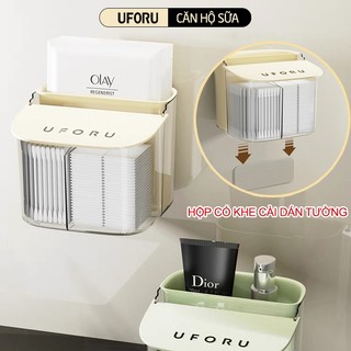 Hộp Đựng Bông Tẩy Trang Đa Năng Dán Tường UFORU Có Nắp Đậy Chống Bụi Chia Ngăn Tiện Lợi - UFM182