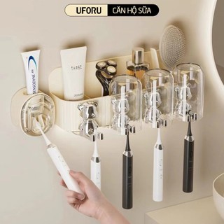 Kệ Để Bàn Chải Đánh Răng Kèm Bộ Nhả Kem [TẶNG CỐC] Chính Hãng UFORU Chất Liệu Nhựa PET Cao Cấp - UFM193